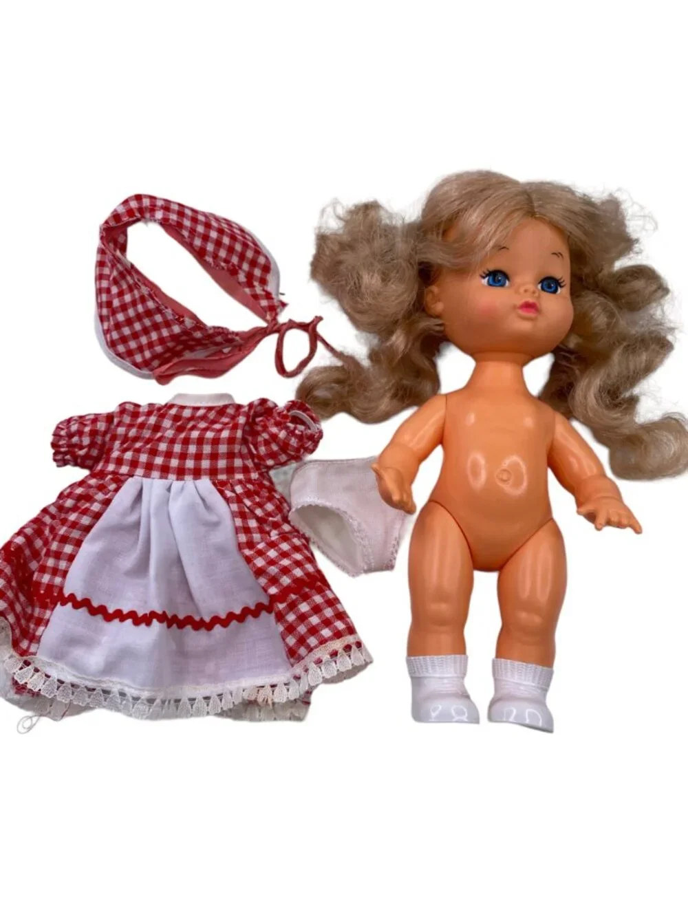 Vintage 70s Kelloggs Advertising Doll Sweetheart of the Corn Farm 9.5" Red Dress - Picture 7 of 12